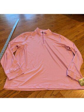 PRO TOUR MENS XL PINK LONG SLEEVE DRI FIT 3/4 ZIP PULLOVER SHIRT NEW